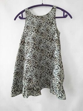 Girls' Light Green Leopard Print Ruffle Hem Tank Top Size 10
